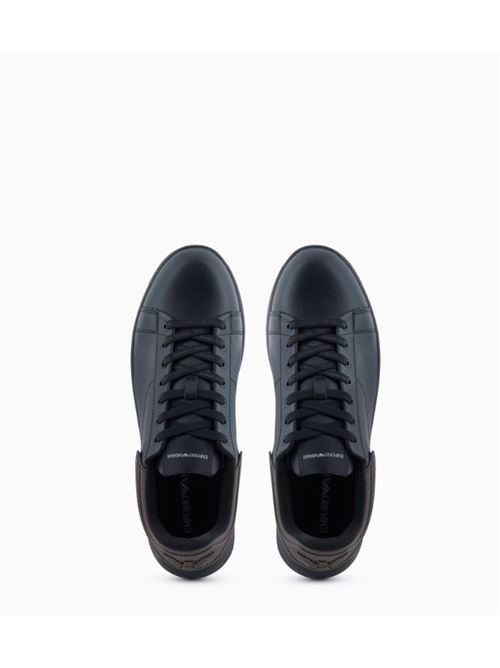 Leather sneakers with rubber back and textured sole Emporio Armani | EM003663 AF18212.MC069